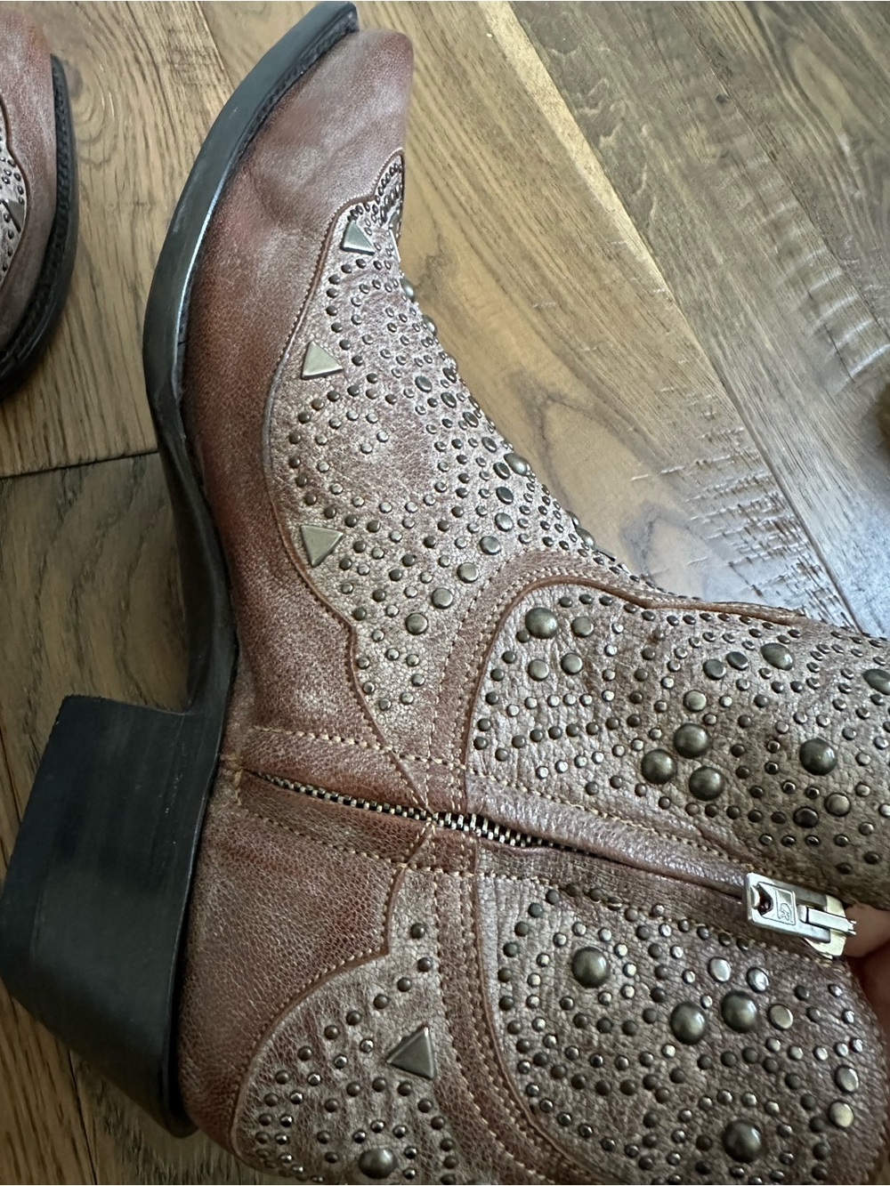 Old Gringo Ariel Dion Studded Western Ankle Boots Brown Leather Size 7 - Picture 11 of 14